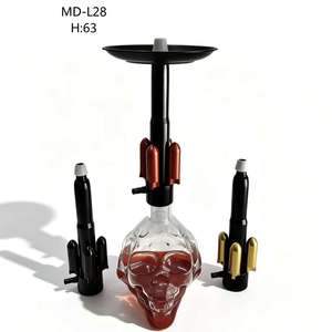 Set de Cachimba de Cristal con Diseño de Calavera, Kit de Pipa de Agua de Metal Negro con Cazoleta y Tubos para Exhibición en Bares y Lounges - Product Image 1