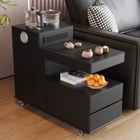 Table d'appoint de canapé, style moderne minimaliste, luxe léger de style italien, table à thé mobile, table basse haut de gamme couleur crème