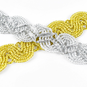 Deepeel AP159 2cm bricolage couture vêtements accessoires <span class=keywords><strong>large</strong></span> ligne or argent dentelle décorative S Type bord incurvé dentelle tricotée - Product Image 6