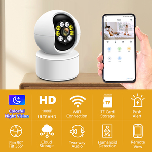 Caméra PTZ WiFi intérieure couleur 2MP HD 360° Pan-Tilt avec vision nocturne, application SuLink pour la surveillance de bébé, d'animaux domestiques et de la sécurité à domicile - Product Image 2