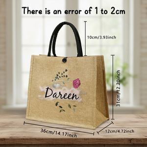 Bolsa de Mano de Lino, Ideal para Cumpleaños, Amplia para el Trabajo, con Texto Personalizado, Regalo para Mamás, Bolsa de Uso Diario - Product Image 4