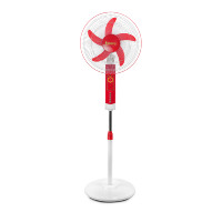 Ventilateur sur pied numérique 12V DC en plastique avec lumière LED, alimentation solaire, moteur à balais, oscillant, hauteur réglable, pour usage domestique et économe en énergie