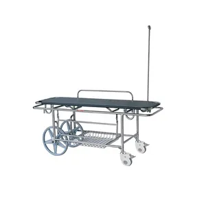 Hospital and clinic Stainless-steel Stretcher Cart with Two Wheels and Two Castors, Stainless steel trolley