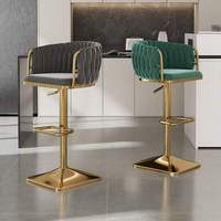 Chaises de bar nordiques pivotantes hautes avec cadre en métal doré et coussin en velours, tabourets de cuisine, chaises bulle, chaise de bar pour bar à domicile