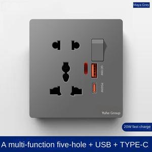 Matte Concealed <b>Wall</b> <b>Switches</b> Ultra-Thin 86 Type Single or Double Control Panel Gray Skin Feel for Household Use - Product Image 6