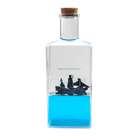 Bouteille flottante transparente en acrylique avec figurine de navire de croisière, ornement liquide pour remise de diplôme, Noël, attraction touristique