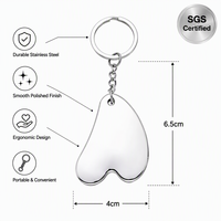 Outil de massage Gua Sha en métal poli miroir, durable, portable, taille voyage, mini, en forme de cœur, avec logo personnalisé, porte-clés