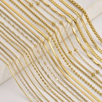 Vente en gros de bijoux à chaîne en acier inoxydable qui ne ternissent pas, collier et bracelet en plaqué or 18 ct imperméable et pendentif pour la fabrication de bijoux à faire soi-même