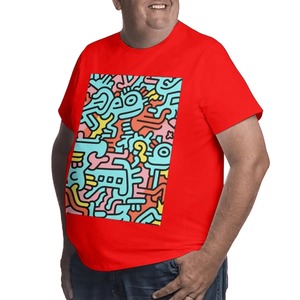 Image personnalisée T-shirt grande taille pour hommes Style Streetwear 100% coton avec spandex imprimé dessin animé contraste motif sérigraphie méthode - Product Image 3