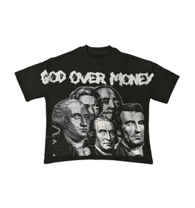 T-shirt cropped oversize sur mesure en éponge française 100% coton avec sérigraphie graphique et strass partout - Product Image 1