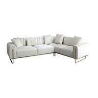 Ensemble de canapés contemporains en acier inoxydable doré, meubles de salon en velours de luxe pour hôtel, villa, maison