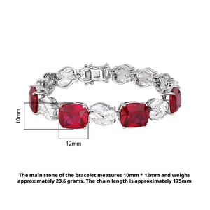 Factory Wholesale Fashion Jewelry 10*12mm <b>Red</b> Corundum Cubic Zirconia Eco-friendly Copper <b>Bracelet</b> for Daily Wear - Product Image 2