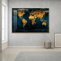 Mapa del Mundo Decorativo para Oficina, Estilo Vintage con Acabado de Madera, Decoración Náutica, Mapa del Mundo Moderno Enmarcado