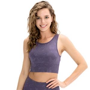 Women's <b>Purple</b> Camouflage Print Neck Racerback Sports Bra Medium Support Breathable Yoga Fitness <b>Top</b> - Product Image 1