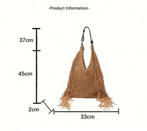 New Arrival Korean Style <b>Large</b> Triangle Hollow Straw Woven <b>Bag</b> Women Open Cotton Woven <b>Bag</b> for Seaside Holidays <b>Beach</b> - Product Image 2