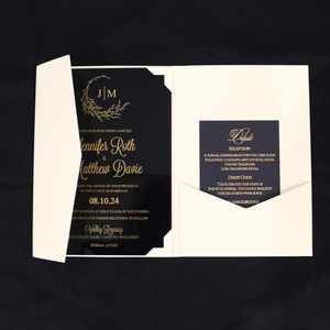 Enveloppe de poche à trois volets en feuille d'or personnalisée pour les invitations de mariage, les cartes d'enregistrement d'hôtel d'affaires, diverses options de taille de papier de couleur - Product Image 5