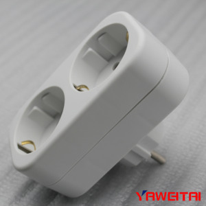 YW-7382 Ổ Cắm Điện Gắn Tường Châu Âu Ổ Cắm <span class=keywords><strong>1</strong></span> Đến <span class=keywords><strong>2</strong></span> Schuko Bộ Chuyển Đổi Du Lịch EU Có Nối Đất - Product Image 3