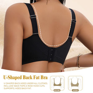 Sutiã Sem Fio Plus Size para Mulheres, Preto com Painel de Renda, Respirável, Cobertura Completa, Confortável para o Verão - Product Image 3