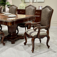 Chaise de salle à manger de style campagnard américain, fauteuil rétro en bois massif, chaise en cuir de vachette pleine fleur, chaise de salle à manger vintage de style français