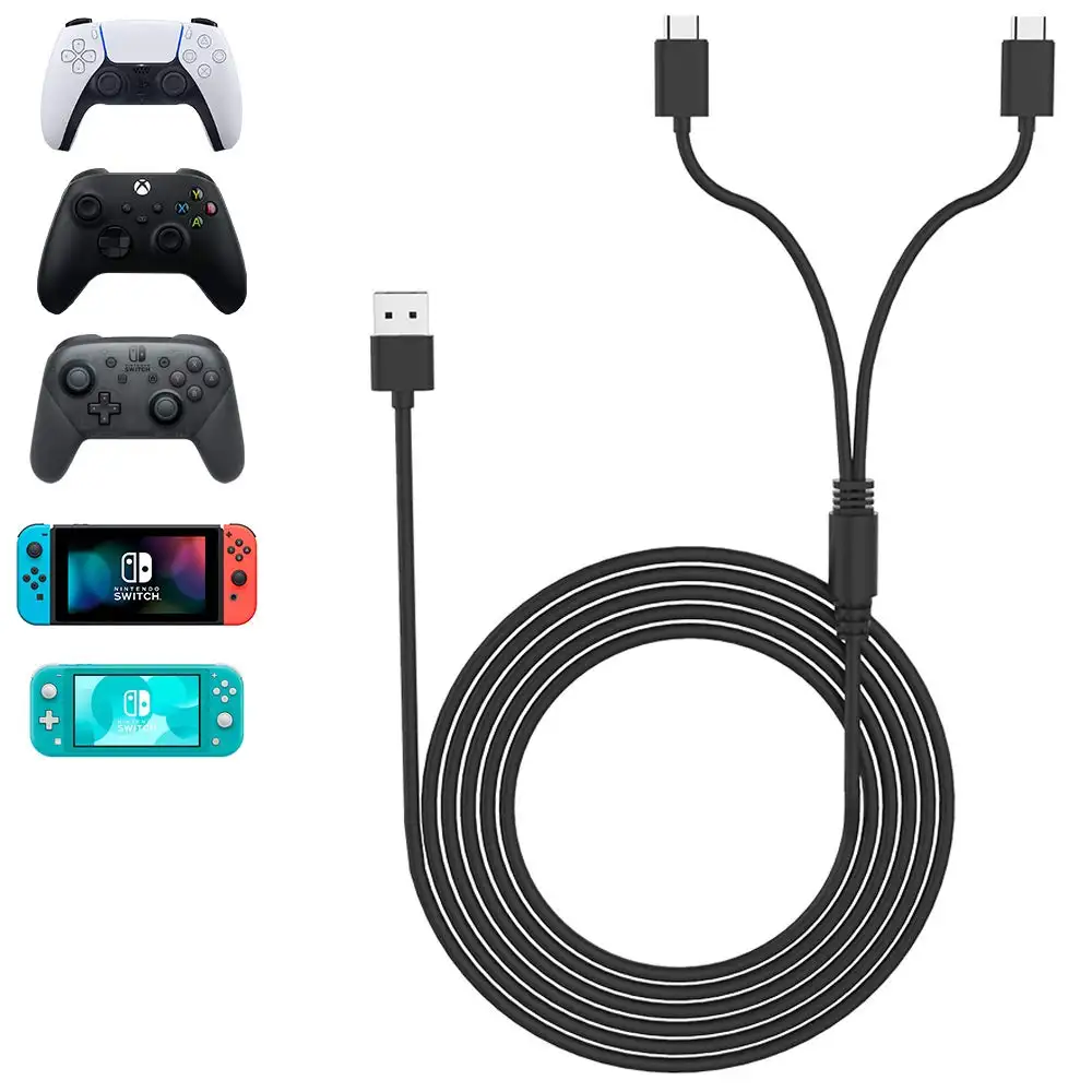 سريع شحن USB مزدوج الحبل نوع C كابل لسوني بلاي ستيشن 5 PS5 PS 5 وحدة تحكم Xbox سلسلة لنينتندو التبديل لايت برو الوسادة