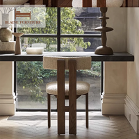 Chaise de salle à manger en tissu minimaliste nordique BLAINE, chaise d'appoint de luxe en bois massif, meubles de cuisine personnalisés pour restaurant