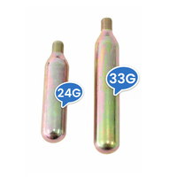 Mini cartouche de CO2 filetée 1/2 UNF 17g 24g 33g 55g 60g cylindre de réservoir de gaz CO2 en métal rechargeable pour gilet de sauvetage gonflable Gamo