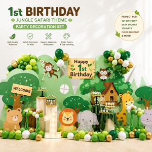 Kit de <span class=keywords><strong>guirlande</strong></span> de ballons pour la première fête d'anniversaire sur le thème du safari en jungle, décorations de fête sur le thème des animaux de la forêt pour enfants - Product Image 1