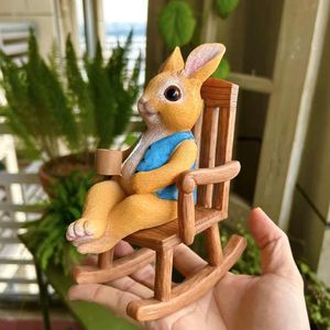 تمثال أرنب هزاز من الراتنج، زينة لعيد الفصح، ديكور للمنزل والحديقة، منحوتة للمكتب، هدية للعطلات - Product Image 4