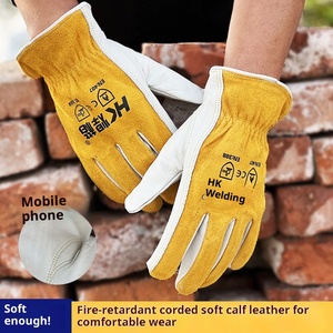 批发定制标志白色羊皮皮革工作安全手套，带定制标志 - Product Image 5