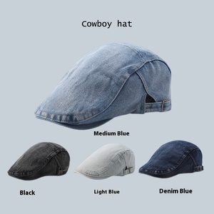 Sombrero de vendedor de periódicos Retro americano Sombrero de <span class=keywords><strong>pintor</strong></span> japonés que combina con todo Estilo británico Sombrero de logotipo imprimible informal de verano - Product Image 3