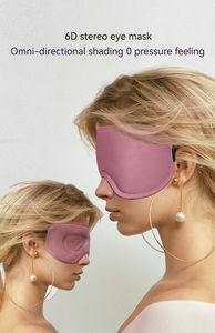 Soft 3D Cotton Knit OEM Custom Logo Eye Sleep Mask <b>Black</b> Blindfold with Elastic Adjustable <b>Strap</b> Travel Size - Product Image 5