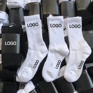 Men White Breathable Cotton Mid Calf Crew <b>Socks</b> Letter Design Athletic Basketball Long Tube Deodorant Sports <b>Socks</b> High Quality - Product Image 5