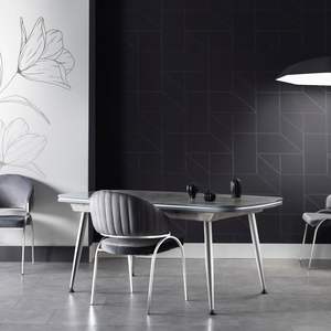 Efsane - Juego de Comedor Moderno y Duradero de 6 Piezas con Cubierta de Mármol y Patas de Acero Inoxidable para Villa u Hotel - Product Image 1