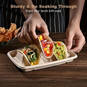 Caja Ecológica Compostable Desechable para Tacos de Bagazo, Bandeja de Pulpa de Cañ<span class=keywords><strong>a</strong></span> de Azúcar para Empacar Tacos, Ideal para Restaurantes, Comida para Llevar y Entrega <span class=keywords><strong>a</strong></span> <span class=keywords><strong>Domicilio</strong></span> - Product Image 3