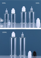 Bouteille en plastique PET transparente pour jus, avec bouchon résistant aux enfants, 3 ml, 5 ml, 10 ml, 15 ml, 30 ml, 50 ml, 100 ml