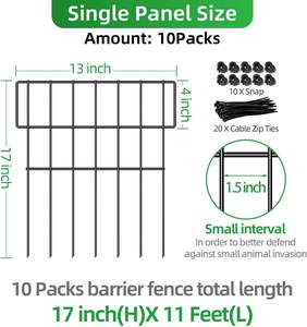 Recinzione per Animali, Barriera da Giardino Senza Scavo, Recinzione in Metallo Antiruggine 43cm (H) x 3.3m (L) per Cani - Product Image 2