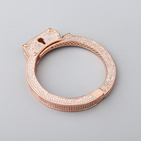 Style Hip Hop Hommes Mode Glacé Menottes Design Plaqué Or Bracelets Bijoux Bracelet
