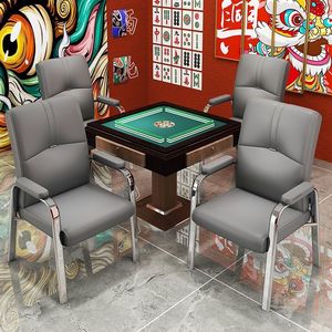 Ensemble de chaises de mahjong 4 places avec dossier et accoudoirs fixes, durables pour la maison et les salons de thé - Product Image 4