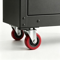 Chariot à outils mobile en acier noir et rouge Huadu Furniture avec tiroir, armoire, serrure et roues pour garage, atelier, vente en gros