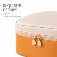 Sac à cosmétiques de grande capacité, en cuir PU de qualité supérieure, étanche, organiseur de maquillage de voyage avec poignée portable