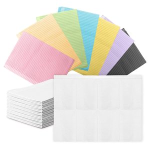 Bavoirs dentaires jetables 2 plis, serviettes médicales imperméables colorées, tampons d'hygiène buccale pour usage manuel en clinique - Product Image 1