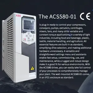 محركات كهربائية عالية الأداء من ABB ووحدة تحكم VFD 580 بقوة 0.75 كيلو وات إلى 500 كيلو وات بجهد 380 فولت محول تردد ثلاثي الطور مع خصم