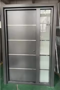 TOMA AS2047 Portes d'entrée de sécurité modernes personnalisées en alliage de zinc ou en fonte d'aluminium avec éclairage latéral - Product Image 2