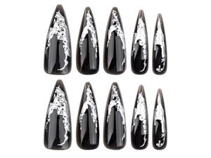 24 <span class=keywords><strong>Uñas</strong></span> Postizas Largas y Puntiagudas con Lámina Plateada, <span class=keywords><strong>Uñas</strong></span> Acrílicas a Presión, <span class=keywords><strong>Uñas</strong></span> Artificiales, <span class=keywords><strong>Uñas</strong></span> Falsas 3526 - Product Image 4