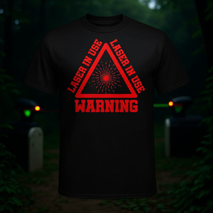 T-shirt pour joueur de Laser Tag avec motif d'avertissement, noir et rouge, design unisexe pour adulte - Product Image 3