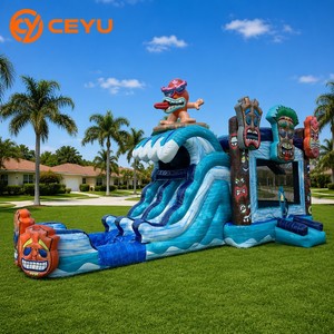 Ceyu Vente en gros Château gonflable Tiki Tovi's Adventure avec toboggan aquatique double piste et piscine pour enfants - Product Image 1