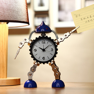Réveil en métal en forme de robot avec bras articulés, mouvement silencieux et veilleuse pour bureau d'enfant, idéal pour le dropshipping Shopify - Product Image 4