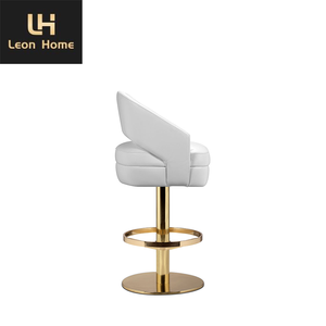 تصميم فاخر حسب الطلب من المصنع قماش مخملي مريح أبيض دائري بتصميم بارستول - Product Image 5