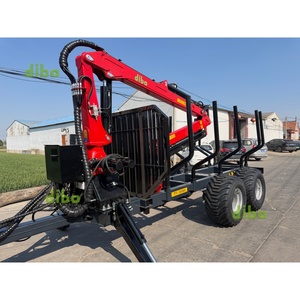 Remorque forestière hydraulique de 12 tonnes certifiée CE, entraînée par une prise de force (PTO), avec grue à flèche et commande par joystick, pour le transport de bois et de copeaux - Product Image 3