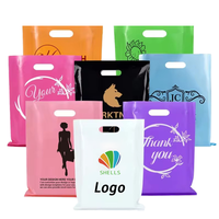 Sac à provisions en plastique découpé biodégradable personnalisé 100% recyclable poignée réutilisable en HDPE pour transporter des cadeaux artisanat sac «merci»